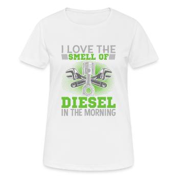 J’adore l’odeur du diesel le matin - T-shirt respirant Femme - blanc - Devant - AI Model Female 172 dark (172cm)