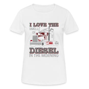 Ich Liebe Den Geruch Von Diesel Im Morning - Frauen T-Shirt atmungsaktiv - Weiß - Vorne - AI Model Female 172 dark (172cm)