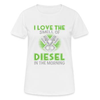 J’adore l’odeur du diesel le matin - T-shirt respirant Femme - blanc - Devant - AI Model Female 172 dark (172cm)