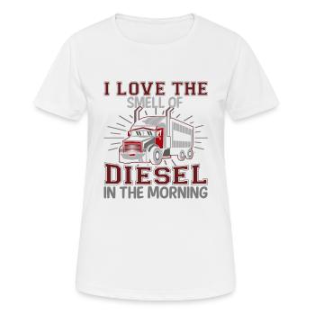 J’adore l’odeur du diesel le matin - T-shirt respirant Femme - blanc - Devant - AI Model Female 172 dark (172cm)