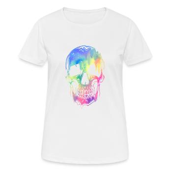 Colorful Skull Halloween Skeleton Rainbow - Women's Breathable T-Shirt - white - Front - AI Model Female 172 dark (172cm)