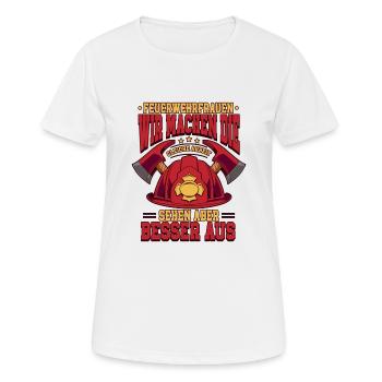 Feuerwehrfrauen Feuerwehrfrau - Frauen T-Shirt atmungsaktiv - Weiß - Vorne - AI Model Female 172 dark (172cm)