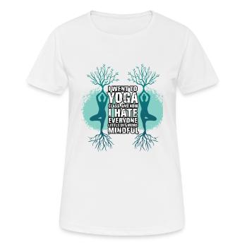 Yoga lustiges Yoga Shirt Yoga Spruch - Frauen T-Shirt atmungsaktiv - Weiß - Vorne - AI Model Female 172 dark (172cm)