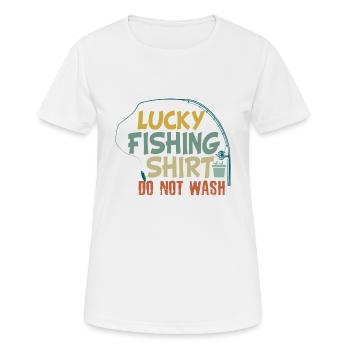C’est ma chemise de pêche heureuse. Laver - T-shirt respirant Femme - blanc - Devant - AI Model Female 172 dark (172cm)