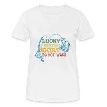 C’est ma chemise de pêche heureuse, lavage - T-shirt respirant Femme - blanc - Devant - AI Model Female 172 dark (172cm)