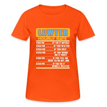 Drôle taux horaire d’un cadeau cadeau de t-shirt d’avocat - T-shirt respirant Femme - orange néon - Devant - AI Model Female 172 dark (172cm)