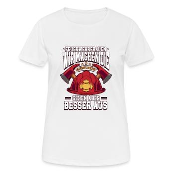 Feuerwehrfrauen Feuerwehrfrau - Frauen T-Shirt atmungsaktiv - Weiß - Vorne - AI Model Female 172 dark (172cm)