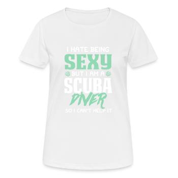 plongée sous-marine sexy - T-shirt respirant Femme - blanc - Devant - AI Model Female 172 dark (172cm)