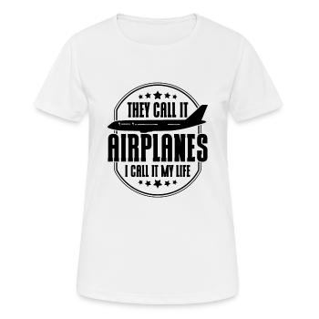 Flugzeug Pilot Flugzeuge Flugzeug Landung Geschenk - Frauen T-Shirt atmungsaktiv - Weiß - Vorne - AI Model Female 172 dark (172cm)