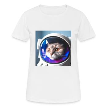 Chat dans l’espace - T-shirt respirant Femme - blanc - Devant - AI Model Female 172 dark (172cm)