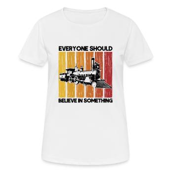 Modellbahn Zug Lokomotiven Geschenk - Frauen T-Shirt atmungsaktiv - Weiß - Vorne - AI Model Female 172 dark (172cm)