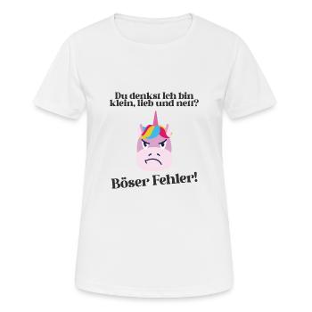 Du denkst ich bin klein lieb und nett Einhorn - Frauen T-Shirt atmungsaktiv - Weiß - Vorne - AI Model Female 172 dark (172cm)