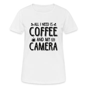 Appareil photo Photographie Photographe Café Photos Photo - T-shirt respirant Femme - blanc - Devant - AI Model Female 172 dark (172cm)