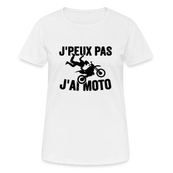 Je Peux Pas J'ai Moto Humour Cadeau Anniversaire - T-shirt respirant Femme - blanc - Devant - AI Model Female 172 dark (172cm)