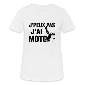Je Peux Pas J'ai Moto Humour Cadeau Anniversaire - T-shirt respirant Femme - blanc - Devant - AI Model Female 172 dark (172cm)
