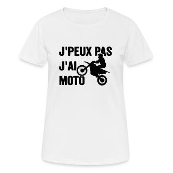 Je Peux Pas J'ai Moto Humour Cadeau Anniversaire - T-shirt respirant Femme - blanc - Devant - AI Model Female 172 dark (172cm)