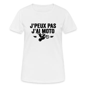 Je Peux Pas J'ai Moto Humour Cadeau Anniversaire - T-shirt respirant Femme - blanc - Devant - AI Model Female 172 dark (172cm)