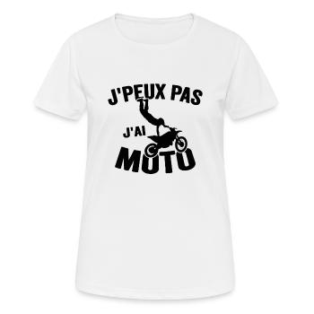 Je Peux Pas J'ai Moto Humour Cadeau Anniversaire - T-shirt respirant Femme - blanc - Devant - AI Model Female 172 dark (172cm)