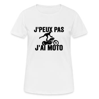 Je Peux Pas J'ai Moto Humour Cadeau Anniversaire - T-shirt respirant Femme - blanc - Devant - AI Model Female 172 dark (172cm)