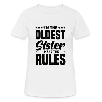 Je suis la sœur aînée je fais les règles - T-shirt respirant Femme - blanc - Devant - AI Model Female 172 dark (172cm)