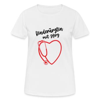 Kinderärztin mit Herz Kinder Ärztin Pädiatrie Arzt - Frauen T-Shirt atmungsaktiv - Weiß - Vorne - AI Model Female 172 dark (172cm)