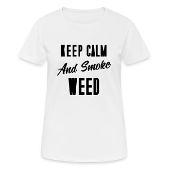 Restez calme et fumez de l’herbe - T-shirt respirant Femme - blanc - Devant - AI Model Female 172 dark (172cm)