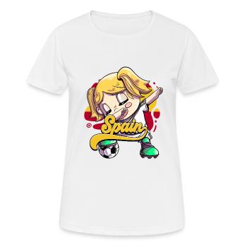 Spanien Fußball - Frauen T-Shirt atmungsaktiv - Weiß - Vorne - AI Model Female 172 dark (172cm)
