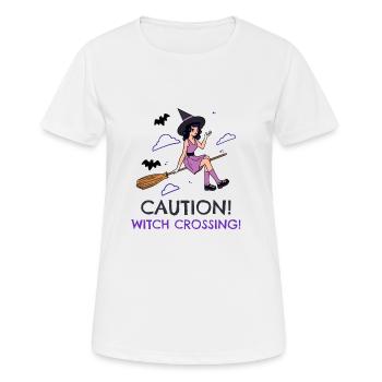 Caution! Witch Crossing! - Frauen T-Shirt atmungsaktiv - Weiß - Vorne - AI Model Female 172 dark (172cm)