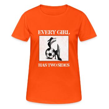 Fussballerin Fussballspielerin Frauenfussball - Frauen T-Shirt atmungsaktiv - Neonorange - Vorne - AI Model Female 172 dark (172cm)