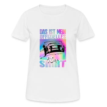 90er Jahre - Frauen T-Shirt atmungsaktiv - Weiß - Vorne - AI Model Female 172 dark (172cm)