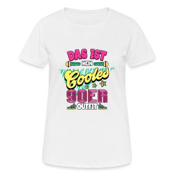 90er Jahre - Frauen T-Shirt atmungsaktiv - Weiß - Vorne - AI Model Female 172 dark (172cm)