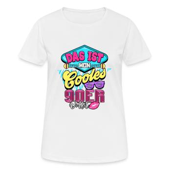 90er Jahre - Frauen T-Shirt atmungsaktiv - Weiß - Vorne - AI Model Female 172 dark (172cm)