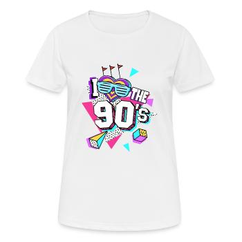 Les années 90 J’aime les années 90 - T-shirt respirant Femme - blanc - Devant - AI Model Female 172 dark (172cm)