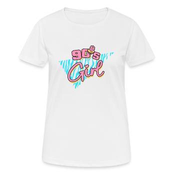 90'erne 90'erne pige - Dame T-shirt svedtransporterende - hvid - Foran - AI Model Female 172 dark (172cm)