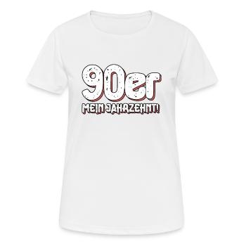 90er Jahre - Frauen T-Shirt atmungsaktiv - Weiß - Vorne - AI Model Female 172 dark (172cm)