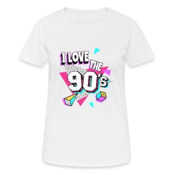 Les années 90 J’aime les années 90 - T-shirt respirant Femme - blanc - Devant - AI Model Female 172 dark (172cm)