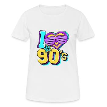 Années 90 J’aime années 90 - T-shirt respirant Femme - blanc - Devant - AI Model Female 172 dark (172cm)