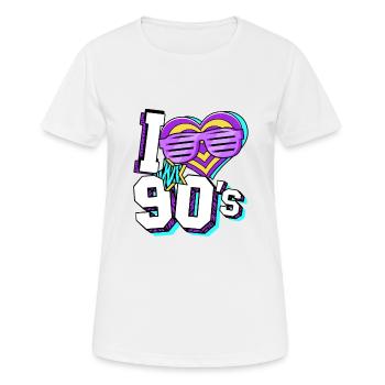 Années 90 J’aime années 90 - T-shirt respirant Femme - blanc - Devant - AI Model Female 172 dark (172cm)