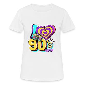 Années 90 J’aime années 90 - T-shirt respirant Femme - blanc - Devant - AI Model Female 172 dark (172cm)