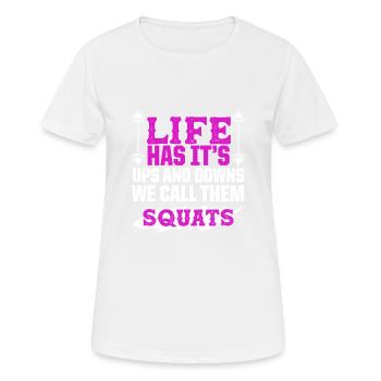 squats fitness - Women's Breathable T-Shirt - white - Front - AI Model Female 172 dark (172cm)