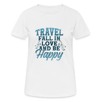 amour voyage être heureux - T-shirt respirant Femme - blanc - Devant - AI Model Female 172 dark (172cm)