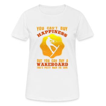 You can't buy happiness, but you can buy a wakeboard - Women's Breathable T-Shirt - white - Front - AI Model Female 172 dark (172cm)