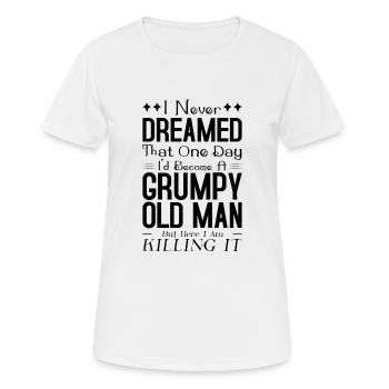 Sinistre vieil homme Grand-père Griesgram Méchant grand-père - T-shirt respirant Femme - blanc - Devant - AI Model Female 172 dark (172cm)