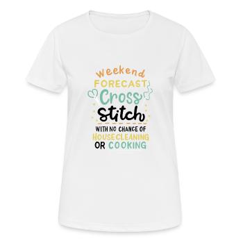Cross Stich Handarbeiten - Frauen T-Shirt atmungsaktiv - Weiß - Vorne - AI Model Female 172 dark (172cm)