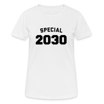 Funny Birthday Special 2030 - Women's Breathable T-Shirt - white - Front - AI Model Female 172 dark (172cm)
