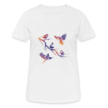 Vögel auf einem Zweig - Frauen T-Shirt atmungsaktiv - Weiß - Vorne - AI Model Female 172 dark (172cm)