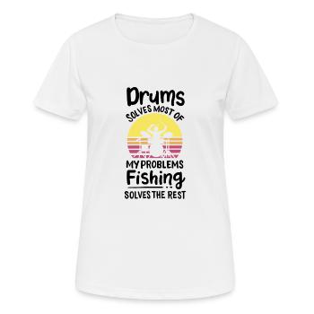 Schlagzeuger Schlagzeug spielen - Frauen T-Shirt atmungsaktiv - Weiß - Vorne - AI Model Female 172 dark (172cm)