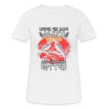 Asgard Runen | Wikinger T-Shirt | Odins Raben - Frauen T-Shirt atmungsaktiv - Weiß - Vorne - AI Model Female 172 dark (172cm)