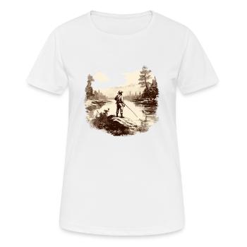 Forellenfischer Fliegenfischen Sportangler Angeln - Frauen T-Shirt atmungsaktiv - Weiß - Vorne - AI Model Female 172 dark (172cm)