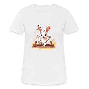 Kaninhop Master : Votre lapin en tant que champion - T-shirt respirant Femme - blanc - Devant - AI Model Female 172 dark (172cm)